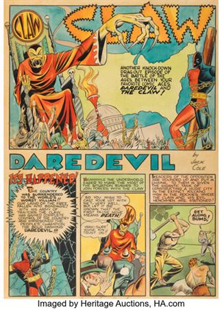Jack Cole Silver Streak Comics #10 Daredevil and the Claw Story Page 1 Original Art (Lev Gleason, 1941)