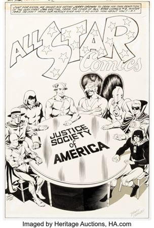 Jerry Ordway All-Star Squadron Annual #2 Justice Society of America Pin-Up Original Art (DC, 1983)