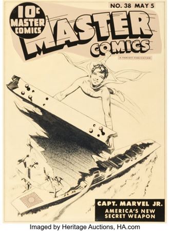 Mac Raboy Master Comics #38 Captain Marvel Jr. Cover Original Art (Fawcett, 1943) by Mac Raboy - Auction record, sale price, and art valuation. Compare with similar artists and explore comparable artworks.