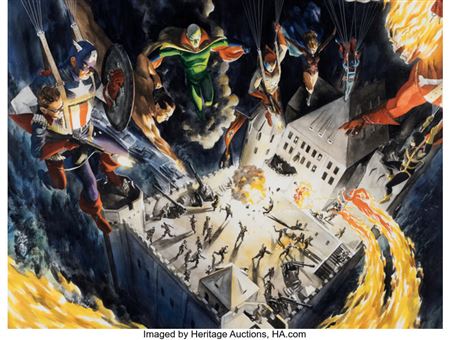 Alex Ross Marvels #1 Golden Age Heroes Double Splash Pages 44-45 Original Art (Marvel, 1994)