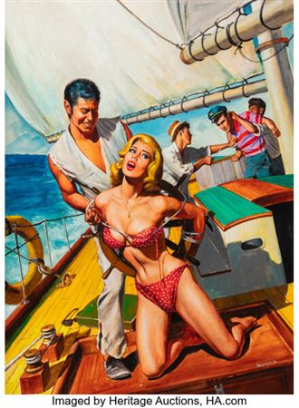Captured Adrift, men's adventure magazine cover