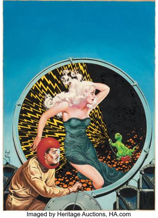 Fmous Fantastic Mysteries September 1943 "Doorway Into Time" Cover Painting Original Art (Munsey, 1...