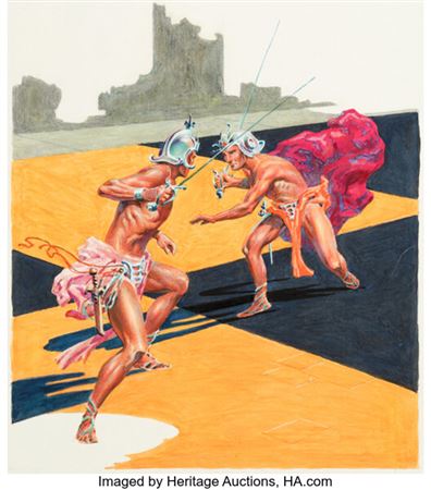 Te Chessmen of Mars Paperback Cover Original Art (Ace Books, 1962)....