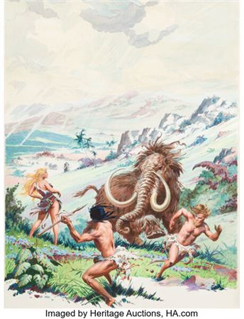 Tanar of Pellucidar Paperback Cover Painting Original Art (Ace Books, 1962)....