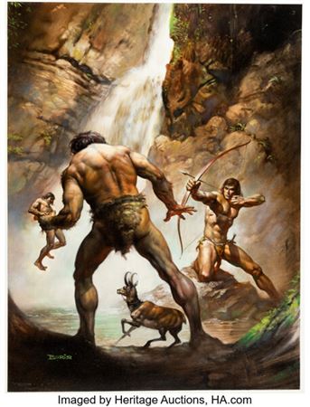 Boris Vallejo Tarzan and the Ant Men Paperback Cover Original Art (Ballantine Books, 1976)....