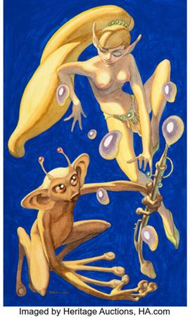 George Barr The Wonderful Lavender Jelly-Bean Gun Painting Original Art (1971)....