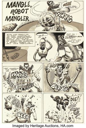 Richard Corben Slow Death #4 "Mangle, Robot Mangler" Complete 6-Page Story Original Art (Last Gasp, 1972).... (Total: 6 Original Art)