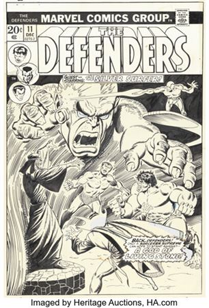 Sal Buscema The Defenders #11 Cover Original Art (Marvel, 1973)....