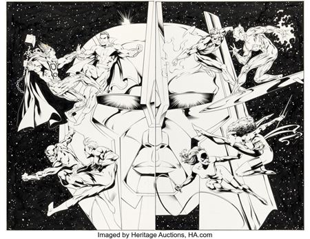Gary Frank and Cam Smith DC vs. Marvel Promotional Poster Illustration Original Art (DC/Marvel, 1996).... (Total: 3 Original Art)
