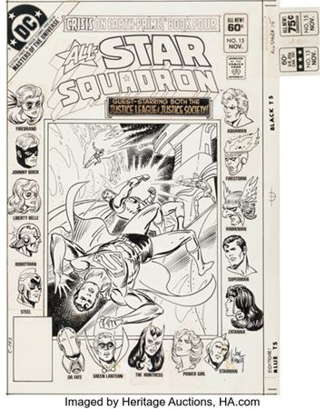 Joe Kubert All-Star Squadron #15 JSA and JLA Cover Original Art (DC, 1982)....