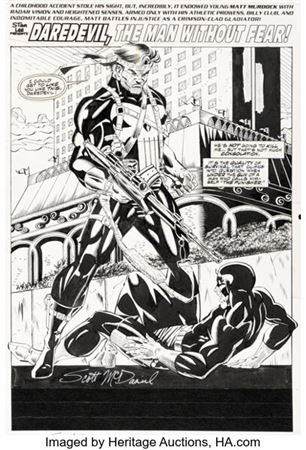 Scott McDaniel and Bud LaRosa Daredevil #309 Punisher Splash Page 5 Original Art (Marvel, 1992)....