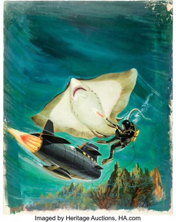 John McDermott Voyage to the Deep #2 Cover Painting Original Art (Dell, 1963)....