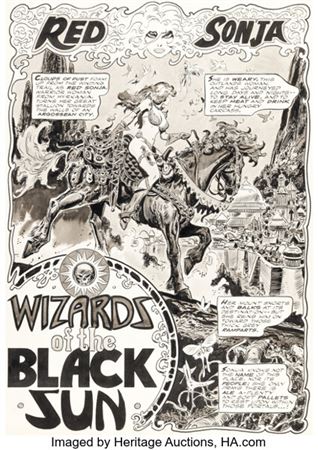 Frank Thorne The Savage Sword of Conan #23 Red Sonja Splash Page 1 Original Art (Marvel, 1977)....