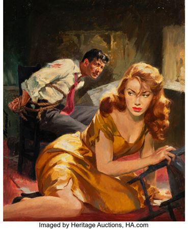 Sample artwork by Lu Kimmel (1905 - 1973), known for illustration, cowboy-frontier genre and figure - View similar artists and auction records