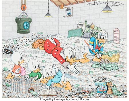 Don Rosa - Uncle Scrooge's Money Bin Painting Original Art (Walt Disney, c. 1980s-90s). ...