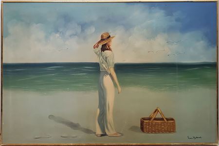Woman on the Beach Seascape Landscape