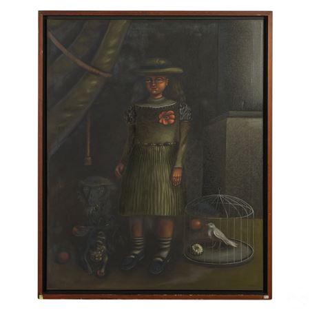 Surreal Girl & Cage Painting