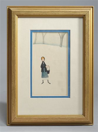 Portrait of a girl standing in landscape with a bucket