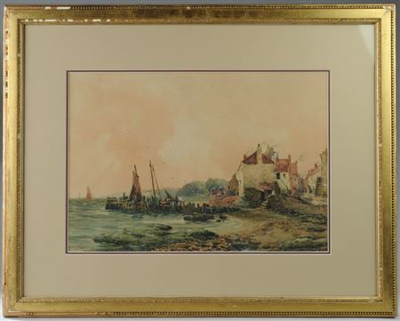 English Coastal Village with Stone Buildings