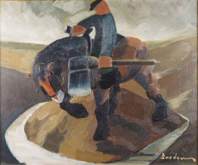Lumberjack on horseback