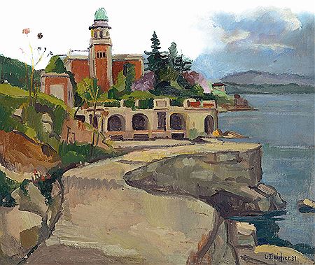 View of a villa probably on Lake Garda