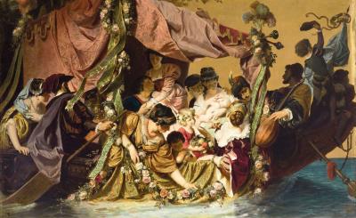 Allegorical group of figures on the Goldgrund