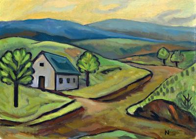 Building in a Hilly Summer Landscape by Bill Nagel - Auction record, sale price, and art valuation. Compare with similar artists and explore comparable artworks.