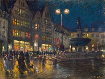 Evening hustle and bustle on a market square