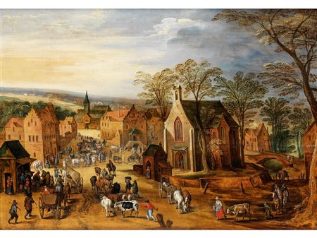 Bustling Village Life by Philippe De Momper - Auction record, sale price, and art valuation. Compare with similar artists and explore comparable artworks.