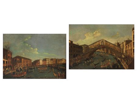 Santa Croce with Regatta on the Canal and Regatta on the Grand Canal with Rialto Bridge