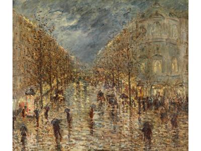 LES GRANDS BOULEVARDS SOUS LA PLUIE, PARIS, UM 1905 by Emile René Lafont - Auction record, sale price, and art valuation. Compare with similar artists and explore comparable artworks.