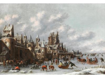 ICE FUN IN FRONT OF THE WALLS OF A MEDIEVAL TOWN by Thomas Heeremans - Auction record, sale price, and art valuation. Compare with similar artists and explore comparable artworks.