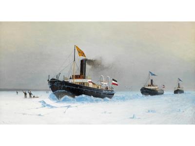 Emperor Wilhelm II on Board the Icebreaker "Berlin" in the Port of Stettin