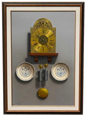 Hanging clock and Chinese Plates