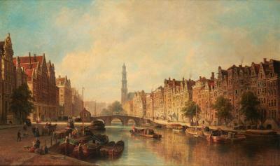 View of the quays of the city of Amsterdam