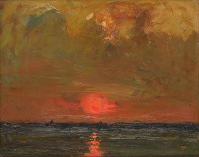 Sunset in the North Sea by Door Boerewaard - Auction record, sale price, and art valuation. Compare with similar artists and explore comparable artworks.