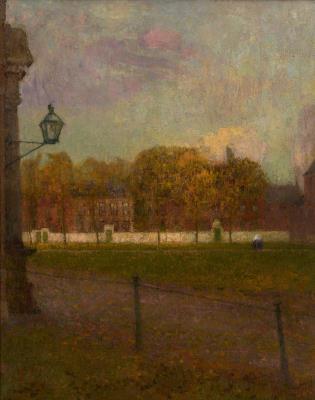 Autumn day near the Little Beguinage of Notre Dame Ter Oyen in Ghent