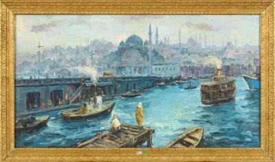 View of the Galata Bridge and the New Mosque in Istanbul