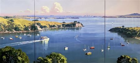 Auckland Harbour from Matiatia, Waiheke island, Triptych