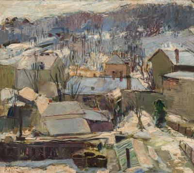 Winter village landscape