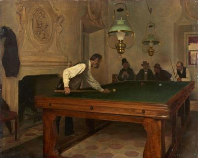 A Game of Billiards by Tito Lessi - Auction record, sale price, and art valuation. Compare with similar artists and explore comparable artworks.