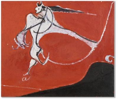 Angelo ribelle su fondo rosso