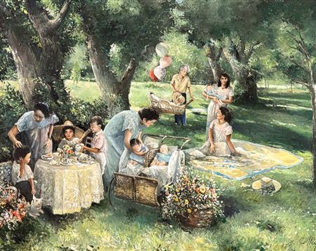 Tea Party With Children In A Park