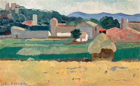 Paisaje, Haystack With Village