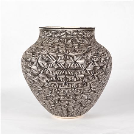 Acoma Olla with Black & White Geometric Design