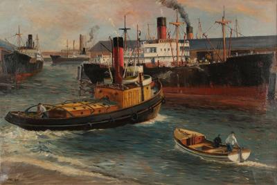Belfast Docks by Dante Lynas - Auction record, sale price, and art valuation. Compare with similar artists and explore comparable artworks.