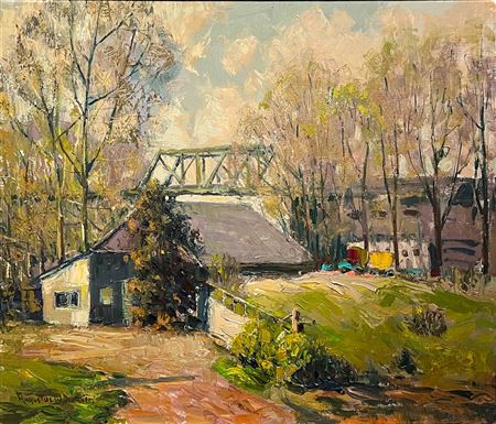 "Railway Bridge by House"