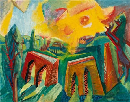 Landscape with viaduct (America)