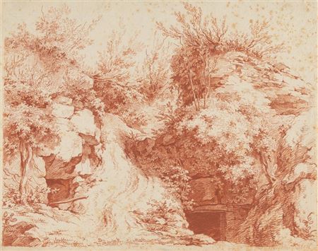 Landscape with hill and tunnel entrances