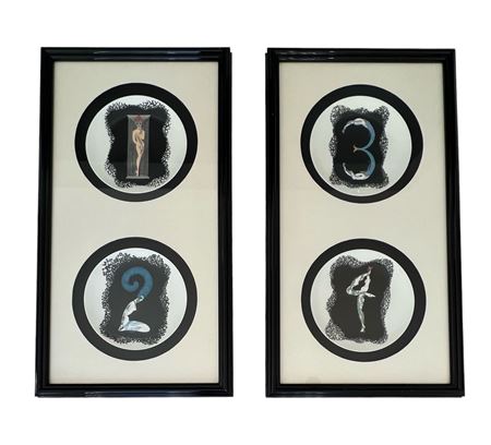 Numerals Porcelin Plates, Set of 4